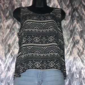 Semi Cropped Black and White Tank Top